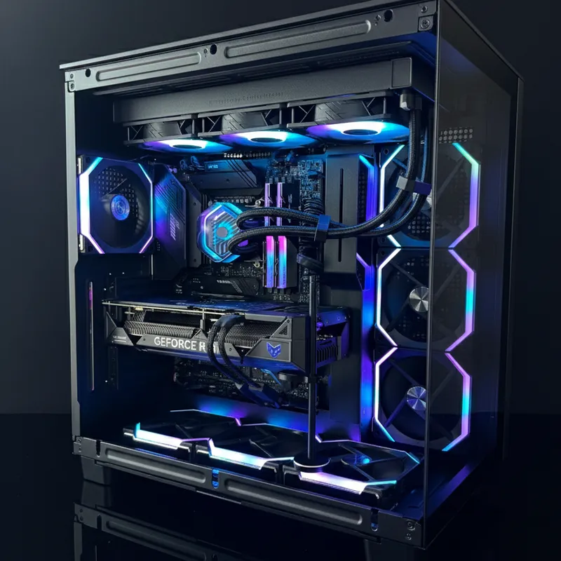 Build gaming negro con RGB azul